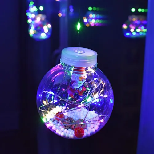 Гірлянда бахрома 3 метри з кульками та Дідом Морозом, 200 LED, 3M x 1.5M, від мережі 220В - фото 3