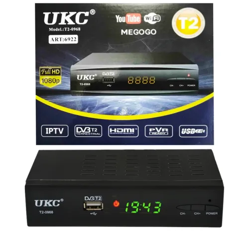 Тюнер DVB - T2 0968 metal с поддержкой WiFi адаптера (с экраном)