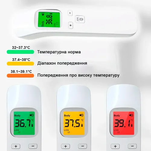 Бесконтактный инфракрасный термометр, точный безопасный градусник GP-100 Pro, от батареек универсальный белый - фото 5