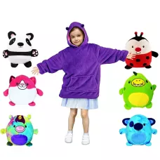 Дитяча іграшка-толстовка Huggle Pets Hoodie / Плед з капюшоном і рукавами 3 в 1 Сірий