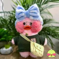 Большая плюшевая утка Lalafanfan Chuu (высота 30см), утка и комплект одежды Chuu Original Зеленый