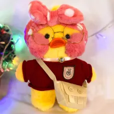 Велика плюшева качка Lalafanfan Chuu (висота 30см), качка та комплект одягу Chuu Original Жовта