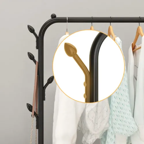 Напольная вешалка для одежды Double Floor Hanger 3, металл, 150×110×40 см, с полкой для обуви и крючками - фото 6