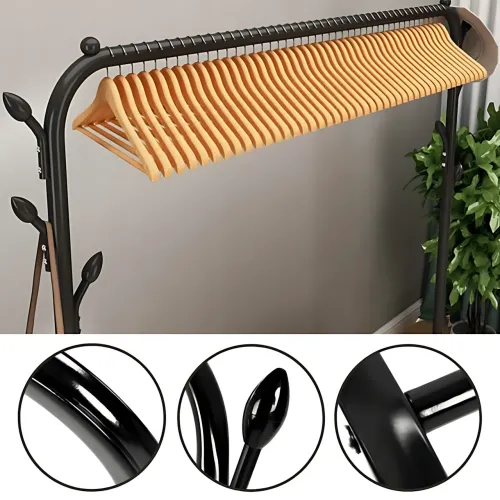 Напольная вешалка для одежды Double Floor Hanger 3, металл, 150×110×40 см, с полкой для обуви и крючками - фото 4