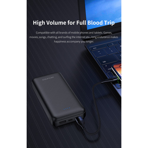 Портативное зарядное устройство Power bank Awei Original P47K 20000mAh Black - фото 4