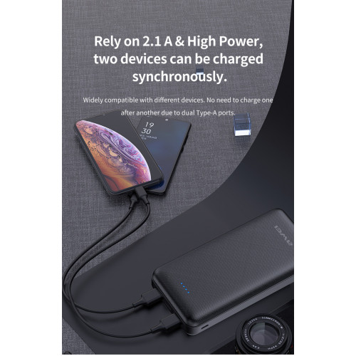 Портативное зарядное устройство Power bank Awei Original P47K 20000mAh Black - фото 5