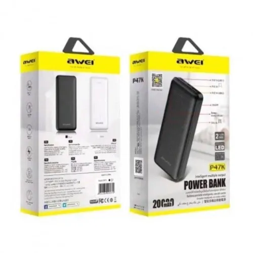 Портативний зарядний пристрій Power Bank Awei Original P47K 20000mAh Black - фото 7