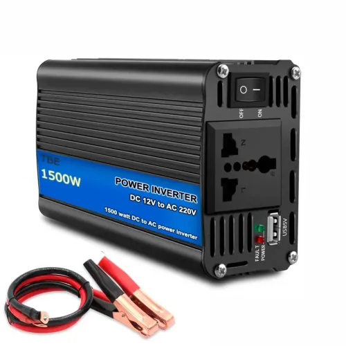 Преобразователь напряжения 1500W DC 12V в AC 220V TBE Power inverter, для авто и солнечных панелей, черный