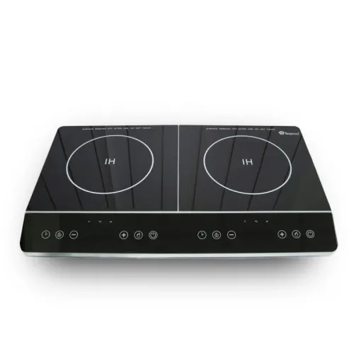 Індукційна плита Domotec MS-5872 з 2 конфорками та таймером відключення чорно-сіра, 4000Вт