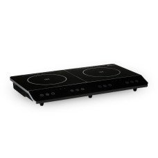 Індукційна плита Domotec MS-5872 з 2 конфорками та таймером відключення чорно-сіра, 4000Вт