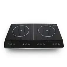 Индукционная плита Domotec MS-5872 с 2 конфорками и таймером отключения чёрно-серая, 4000Вт