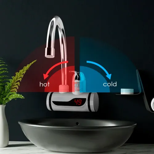 Мгновенный проточный водонагреватель Delimano с LED дисплеем и боковым подключением - фото 4