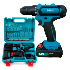Шуруповерт G-TOOL 24В, 5.0Ач з набіром інструментів