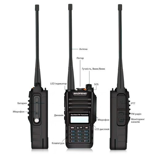 Радиостанция Baofeng UV-9R Plus с радиусом до 22 км,  VHF/UHF, 2500 мА/ч - фото 2