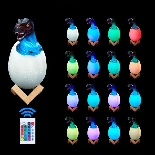 Дитячий світильник SUNROZ 3D Dinosaur Lamp Динозаврик у яйці з пультом ДК - фото 5