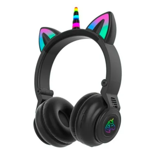 Бездротові складані навушники вушка Єдиноріг CAT EAR STN-27 C LED-підсвіткою, чорний - фото 2