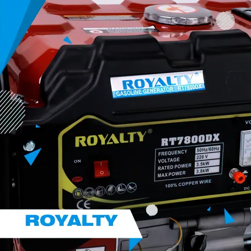 Генератор бензиновый с ручным стартером ROYALTY RT7800DX, однофазный, 3.5/3.8 кВт - фото 3