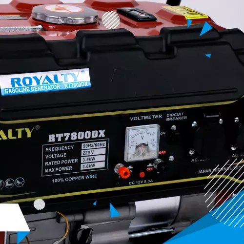 Генератор бензиновый с ручным стартером ROYALTY RT7800DX, однофазный, 3.5/3.8 кВт - фото 4