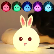 Нічник силіконовий дитячий HOLIHEYO кролик, 7 кольорів, акумуляторний