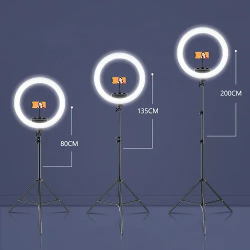 Кольцевая светодиодная LED лампа RL-18 с штативом и пультом, 45 см, 55 Вт - фото 6