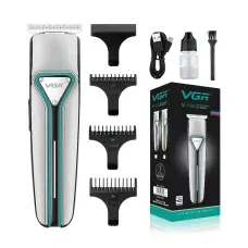 Аккумуляторная машинка для стрижки волос и бороды VGR V-008 с 3 насадками