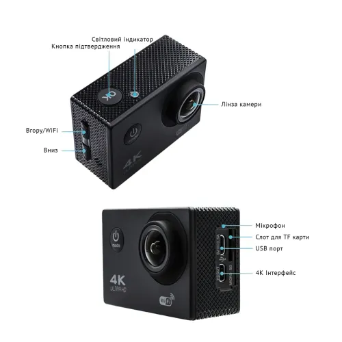 Экшн камера (Action Camera) S2, WiFi, 4К, водонепроницаемость до 30м - фото 5