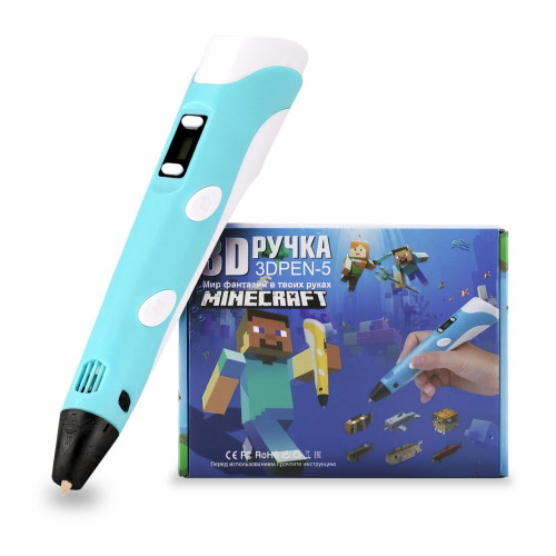 3D-ручка 3D Pen 5 с трафаретами Minecraft, LCD дисплеем и набором пластика - фото 4