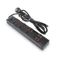 Мережевий фільтр-подовжувач BKL01-3 на 3 вилки, 4 USB, 2500 Вт, EU