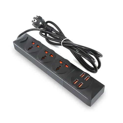 Мережевий фільтр-подовжувач BKL01-3 на 3 вилки, 4 USB, 2500 Вт, EU