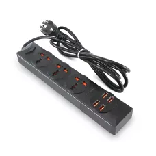Сетевой фильтр-удлинитель BKL01-3 на 3 вилки, 4 USB, 2500 Вт, EU