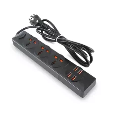 Мережевий фільтр-подовжувач BKL01-3 на 3 вилки, 4 USB, 2500 Вт, EU