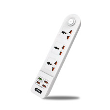 Мережевий фільтр-подовжувач BKL02-3 на 3 вилки, 4 USB, 2500 Вт, EU