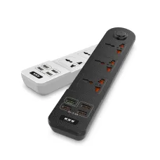 Мережевий фільтр-подовжувач BKL02-3 на 3 вилки, 4 USB, 2500 Вт, EU
