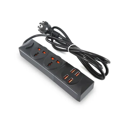 Мережевий фільтр-подовжувач BKL01-2 на 2 вилки, 4 USB, 2500 Вт, EU