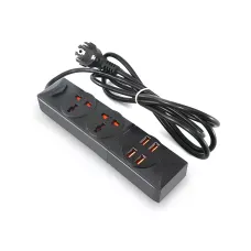 Мережевий фільтр-подовжувач BKL01-2 на 2 вилки, 4 USB, 2500 Вт, EU