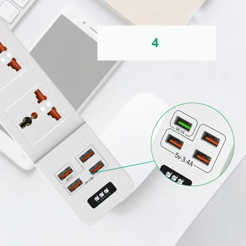 Мережевий фільтр-подовжувач BKL02-2 на 2 вилки, 4 USB, 2500 Вт, EU - фото 5