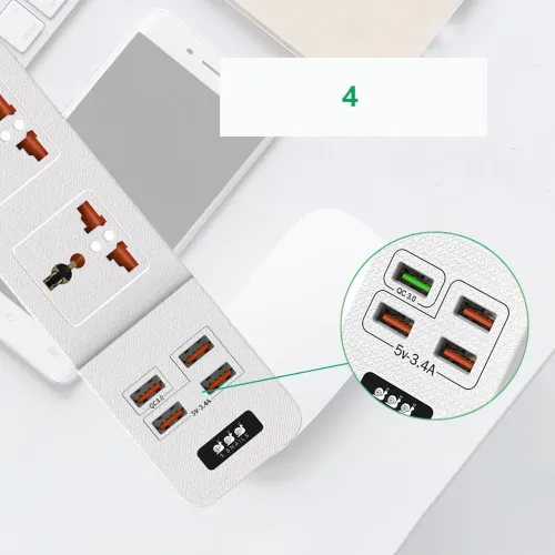 Сетевой фильтр-удлинитель BKL02-2 на 2 вилки, 4 USB, 2500 Вт, EU - фото 5