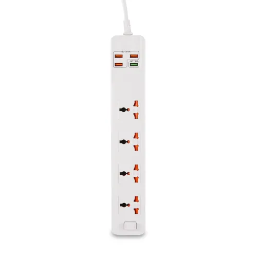 Мережевий фільтр-подовжувач BKL03-3 на 4 вилки, 4 USB, 2500 Вт, EU