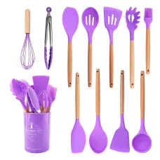 Набір кухонного приладдя Kitchen Set на 12 предметів, з харчового силікону, до 230 градусів Фіолетовий