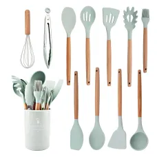 Набір кухонного приладдя Kitchen Set на 12 предметів, з харчового силікону, до 230 градусів Бірюзовий