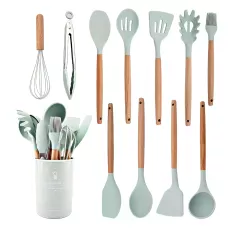Набір кухонного приладдя Kitchen Set на 12 предметів, з харчового силікону, до 230 градусів Бірюзовий