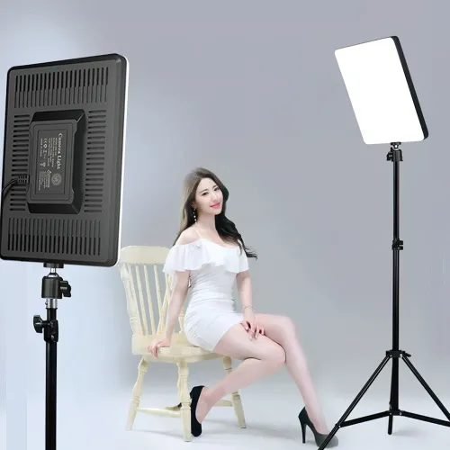 Світлодіодна лампа для фото та відеознімання Light MM-240, 24 см, прямокутна з штативом - фото 4