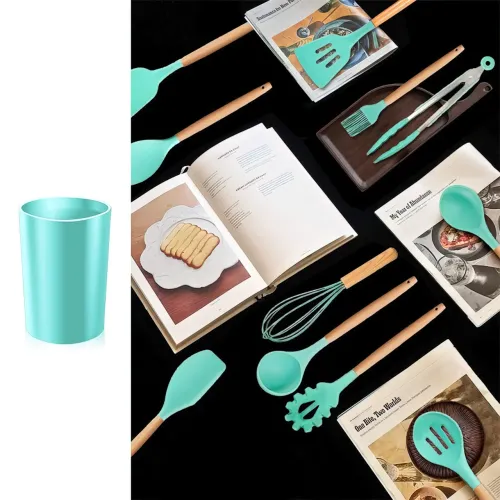 Набір кухонного приладдя Kitchen Set на 12 предметів, з харчового силікону, до 230 градусів Чорний - фото 3