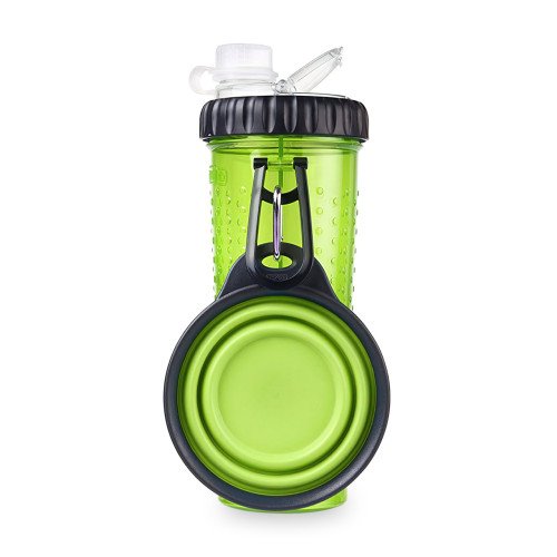 Пляшка подвійна для води та корму Dexas Snack-Duo, 480 мл, зі складаною мискою