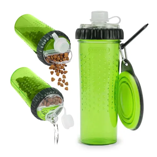 Бутылка двойная для воды и корма Dexas Snack-Duo, 480 мл, с складной миской - фото 2