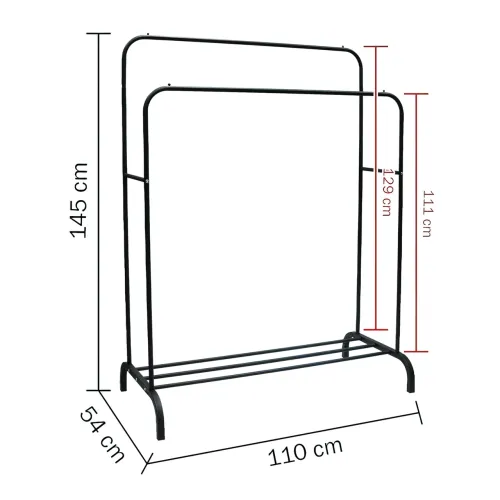 Подвійна стійка вішалка Double floor Hanger для одягу з полицею для взуття, 145х110 см, до 30 кг - фото 8