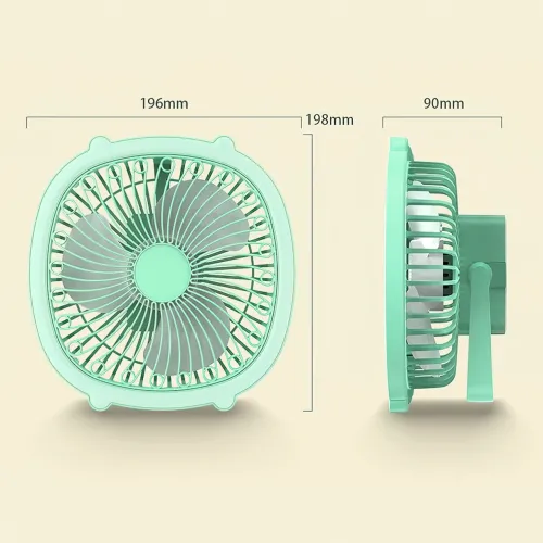 Портативний вентилятор із лампою Fill Light Fan, акумуляторний 1200 мА/год, 5 Вт, заряджання Type-C Зелений - фото 7
