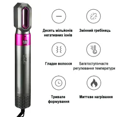 Мультистайлер Hot Air Styler 5в1 для завивки и выпрямления волос, 1000 Вт, 5 насадок, с кейсом
