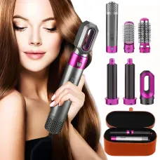 Мультистайлер Hot Air Styler 5в1 для завивки и выпрямления волос, 1000 Вт, 5 насадок, с кейсом