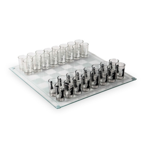 Настольная игра алкогольные шахматы GB066M Glass с стеклянной доской, 35х35 см